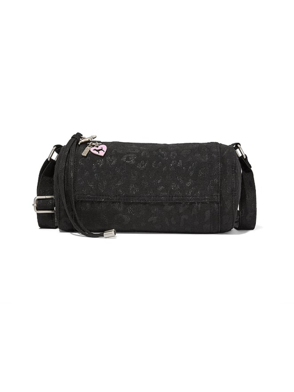 New Black VS Pink Canvas Rolled Mini Duffle Shoulder Bag Leopard Cheetah Purse